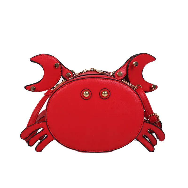 Personality Fun Crab Design Pu Leather Trend Ladies Shoulder Bag Tote Crossbody Mini Messenger
