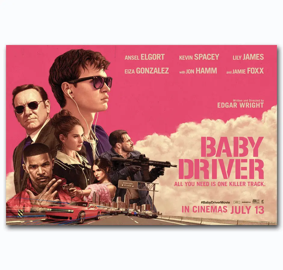 Hot New Ansel Elgort Baby Driver Home 2017-Silk Art Poster Wall Sicker Decoration Gift