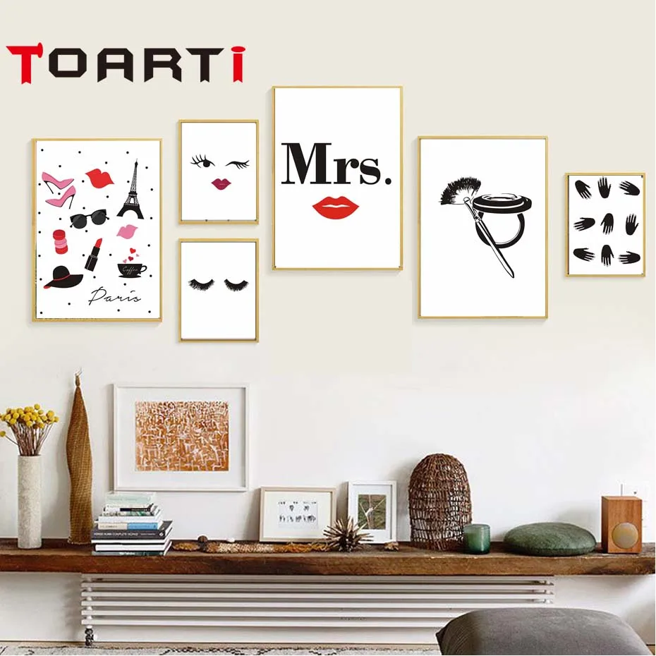 

Nordic Fashion Girl Make Up Poster Wall Art Canvas Painting Picture For Girl Rooms Abstract Modern Home Decoration