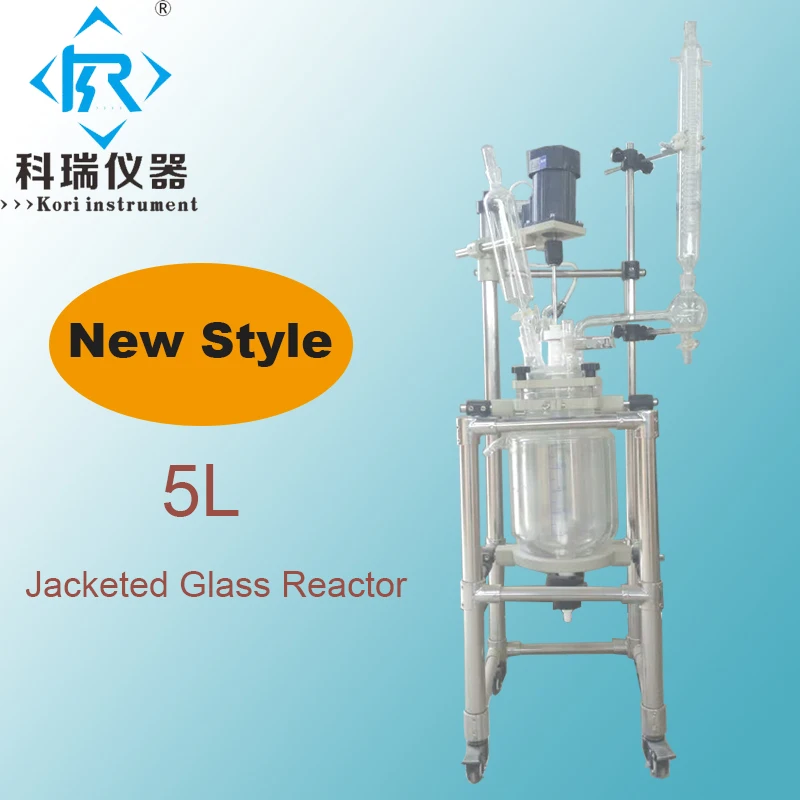 SF-5L химический лабораторный реактор/стеклянный реактор с кожухом 5л с конденсаторной флюксовой колбой с фторопластом