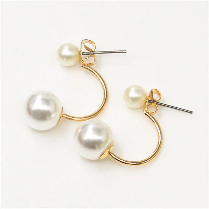 

new simple double Ball stud earrings for women silver gold color personality simulated pearl stud earrings fashion jewelry gifts