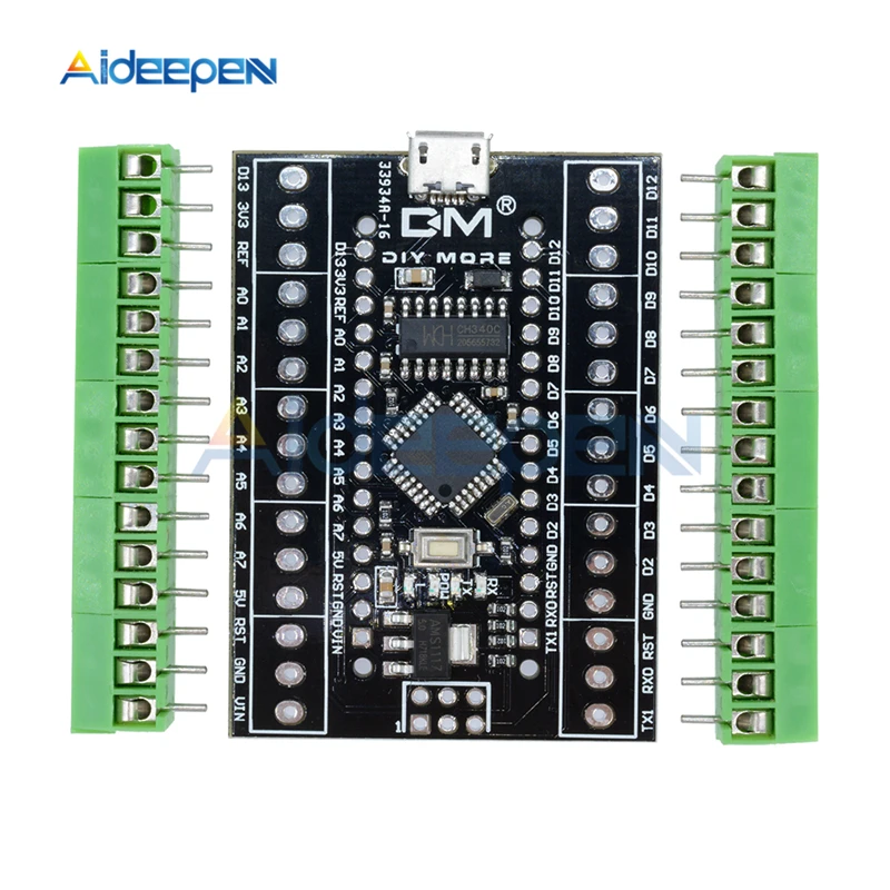 ATMEGA328P CH340 Nano V3.0 3,0 терминал щит адаптер плата расширения микроконтроллер 2 в 1 Micro USB модуль для Arduino