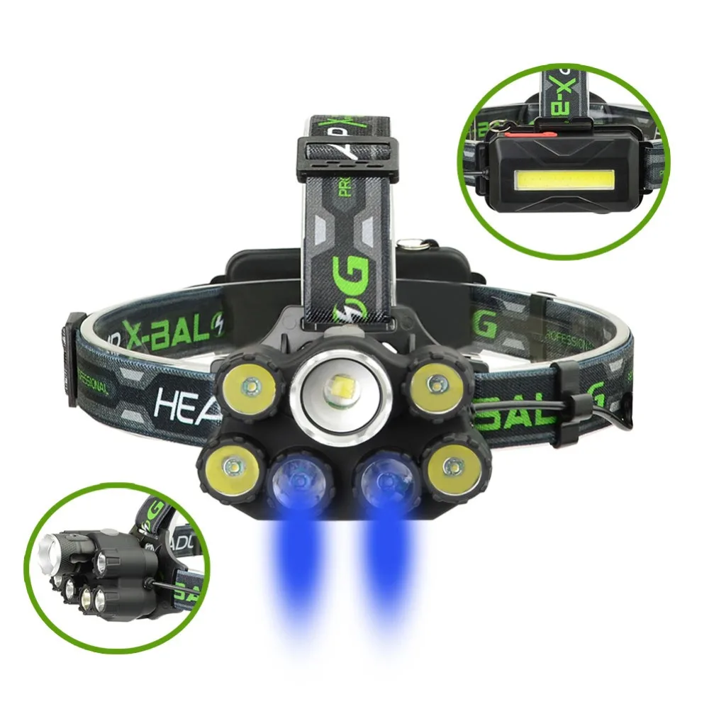 

30000Lm T6+4Q5 LED Head Lamp Zoomable Headlamp 6Mode Headlight Tube Torch LED Flashlight USB Cable+2pcs 18650 Batteries