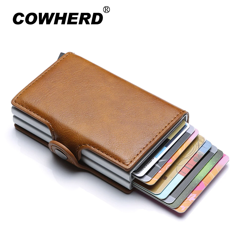 

Men Women Double Automatic Aluminum Alloy Metal Case Credit Card Holder with RFID Blocking Multi-function Purse Travel Wallet