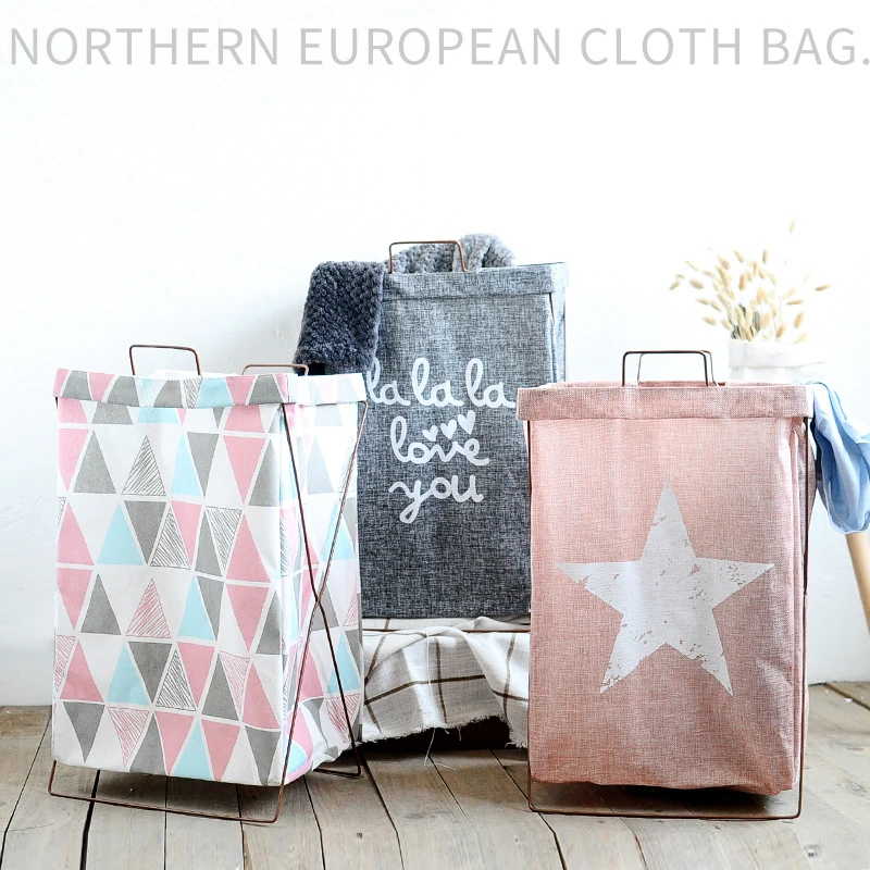 

Nordic Foldable Fabric Laundry Baskets Creative Multifunctional Large Laundry Storage Basket For Toys Home Storage Organization