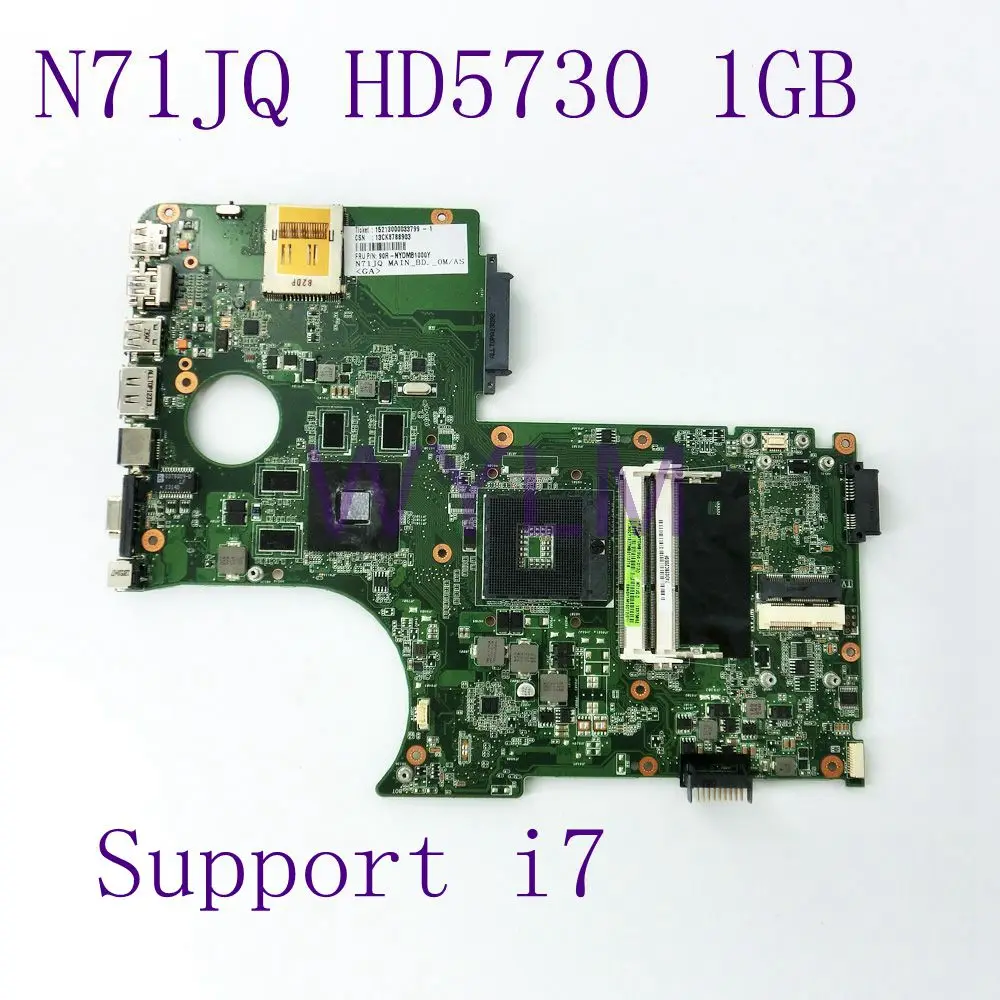 N71JQ Support i7 CPU HD5730 1GB mainboard For ASUS N71JA N71JQ Laptop motherboard 60-NYDMB1000-D12 Tested Working Free Shipping