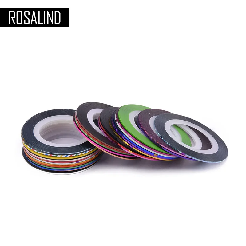

ROSALIND 30PCS Multicolor Mixed Colors Rolls Striping Tape Line Nail Art Decoration Sticker DIY Nail Tips Glitter Nail Art Tools