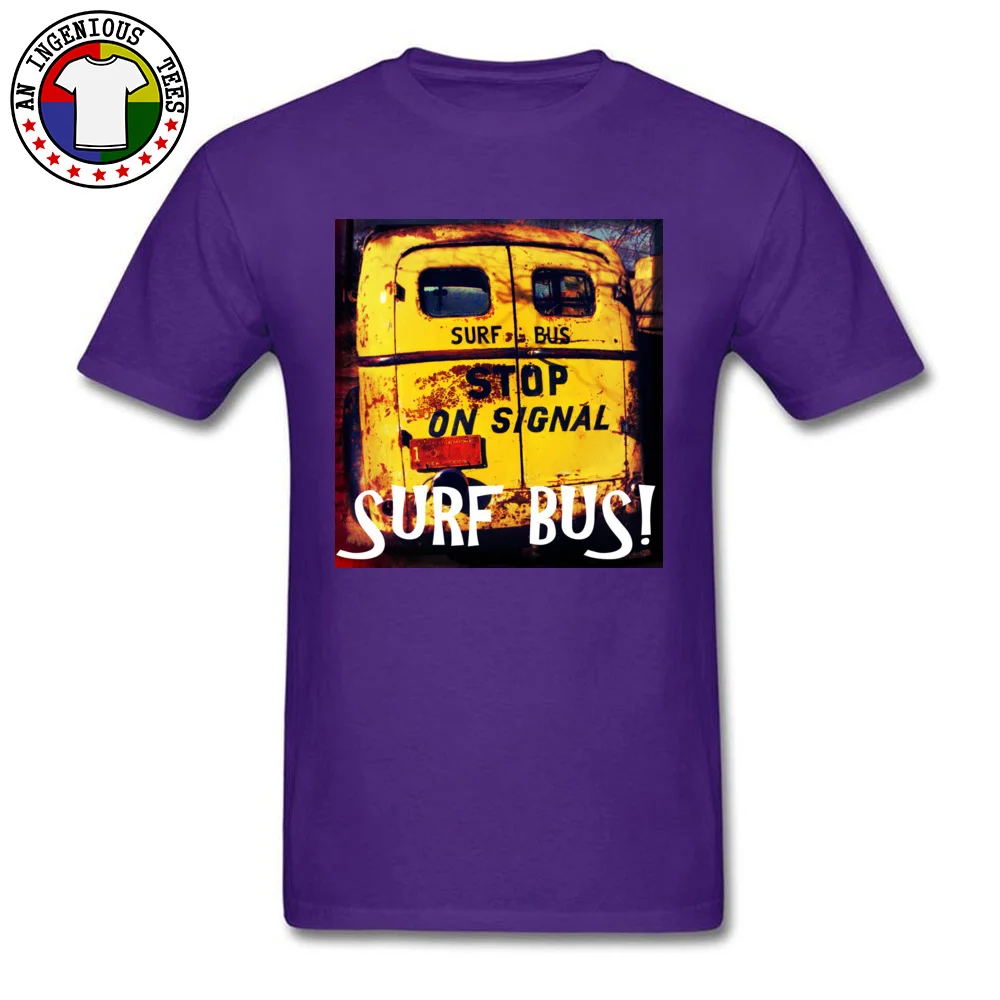 100% Cotton Fabric Man Short Sleeve Surf Bus Top T-shirts 3D Printed Tees Slim Fit Classic Crew Neck Tops Tees Surf Bus purple