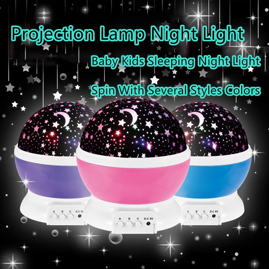 2017 romantic rotating spin night light projector children baby rotating night light projector
