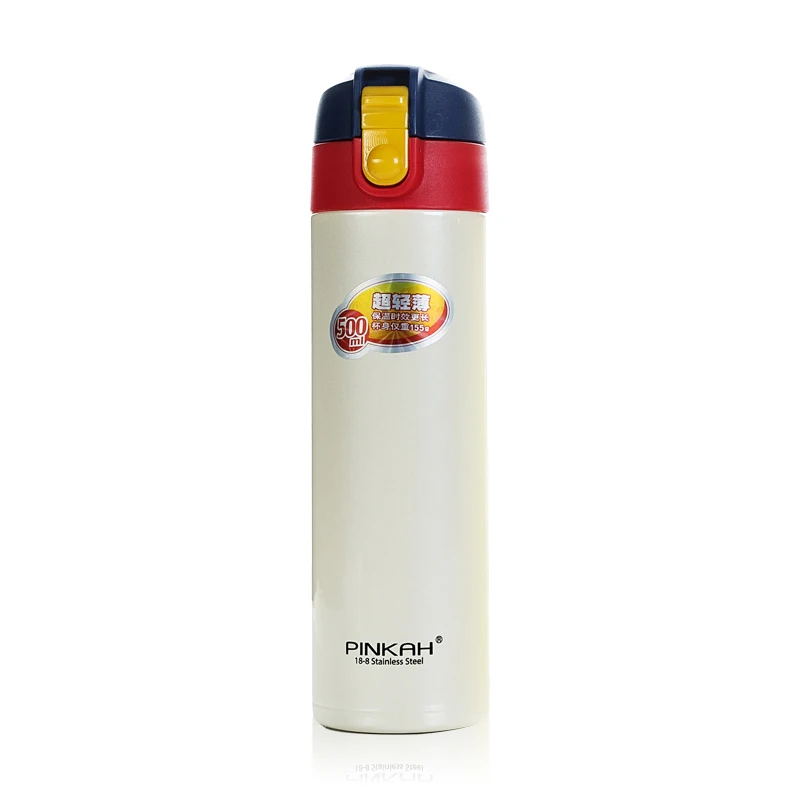 PINKAH500ml термос с двойными стенками из нержавеющей стали, кружка для кофе, вакуумная колба, бутылка для напитков, Термокружка для автомобиля, подарок - Цвет: 3297bai