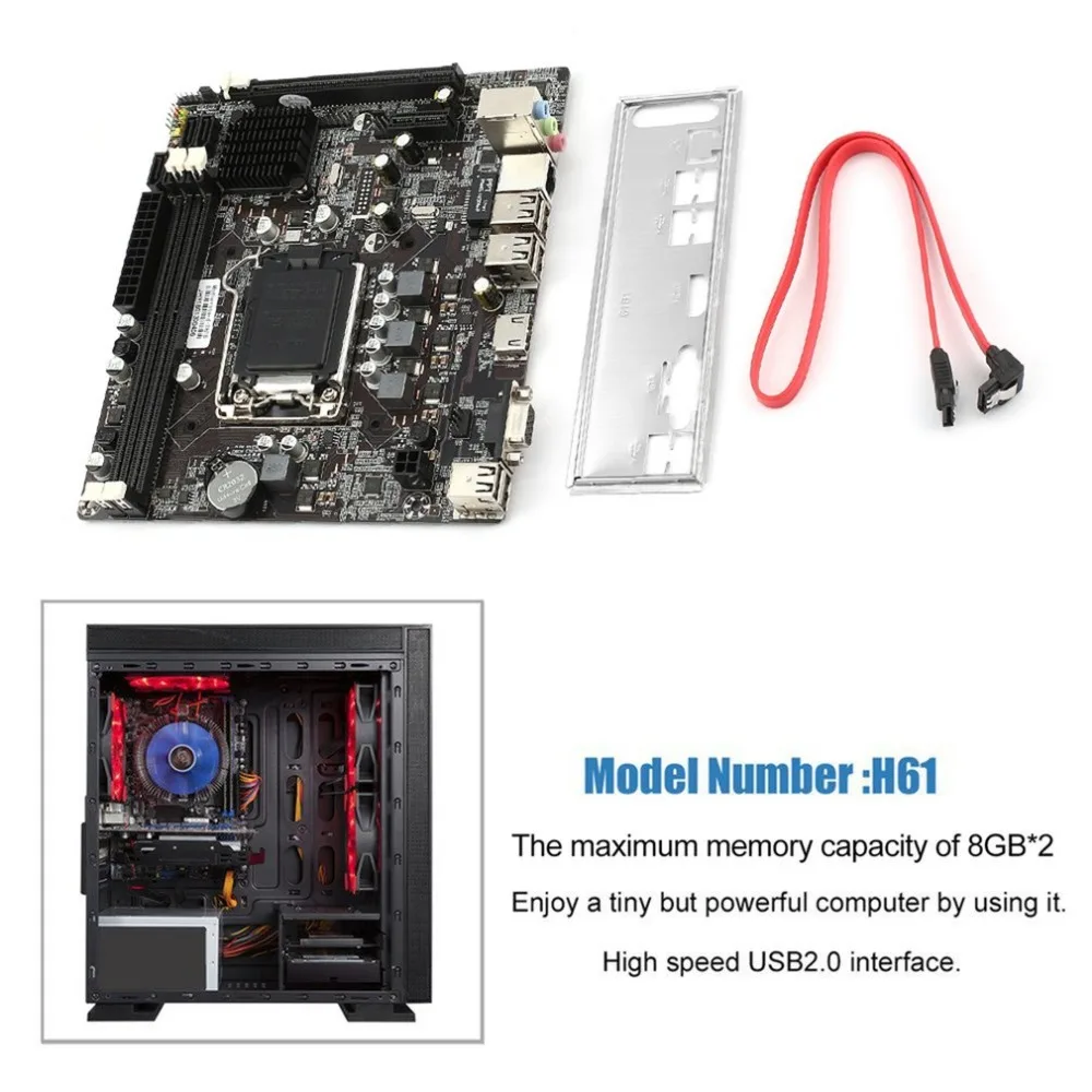 

Professional H61 Desktop Computer Mainboard Motherboard 1155 Pin CPU Interface Upgrade USB3.0 DDR3 1600/1333