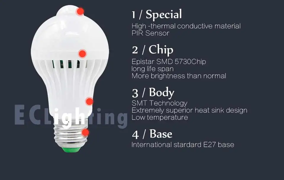 Светодиодный датчик движения PIR, светодиодный модуль E27 с вилкой 220 В, 3 Вт, 5 Вт, 7 Вт, 9 Вт, 12 Вт, белый автоматический умный инфракрасный ИК-светильник для тела+ белая лампада