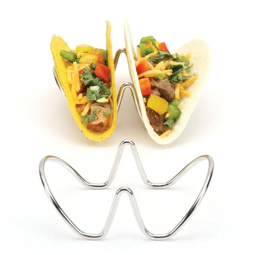

Wave Shape Stainless Steel Taco Holder Display Holders Kitchen Food Rack Shell JUNE12