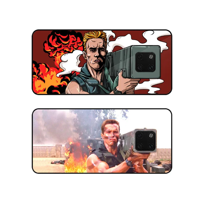 For Huawei Mate 20 Pro Case Schwarzenegger Printed Rocket Glass Cover pro Cartoon Fire Bag |