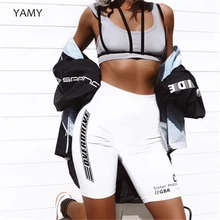 Дизайн, женские байкерские шорты, эластичные, высокая талия, белые, мото шорты с принтом, сексуальные, обтягивающие, фитнес-шорты, спортивные шорты