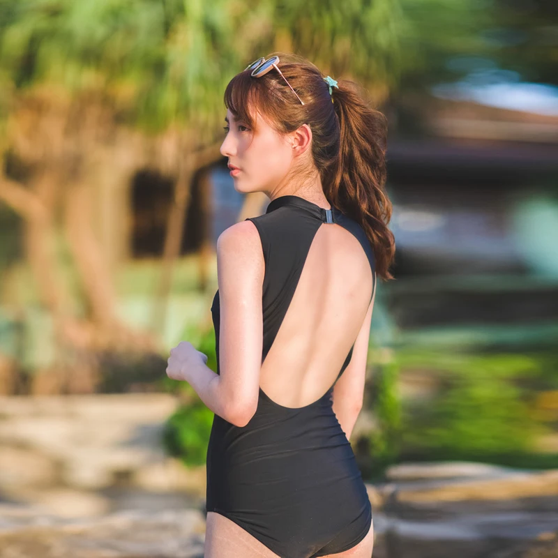 girls black bathing suit