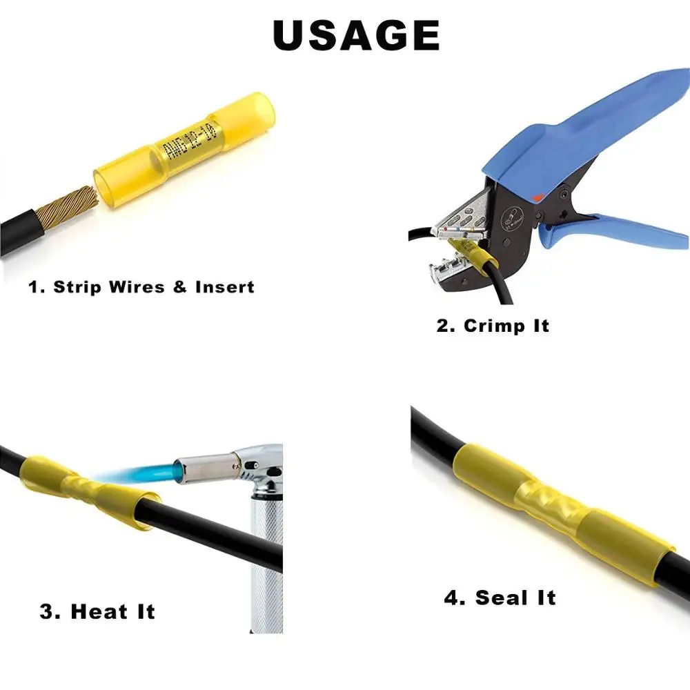 Водонепроницаемый термоусадочные стыковые соединители Электрический Кабельный соединитель обжимные клеммы провода разъемы AWG 22-10 комплект