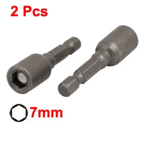 

Uxcell Hot Sale 2 Pcs 7mm CR-V Magnetic Nut Setter Driver Bit Impact Socket Adapter Gray