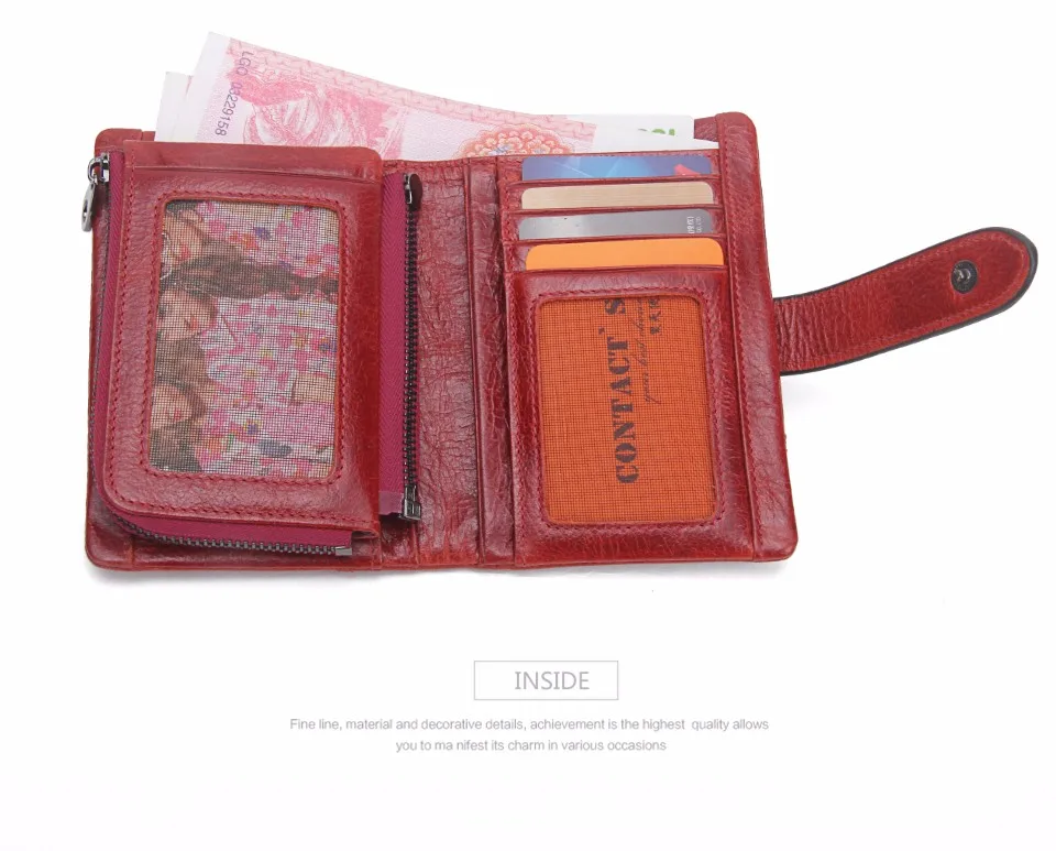 Контакта Новый высокое качество красные кожаные пояса из натуральной кожи женские кошельки для женщин кошелек держатель для карт бренд Hasp
