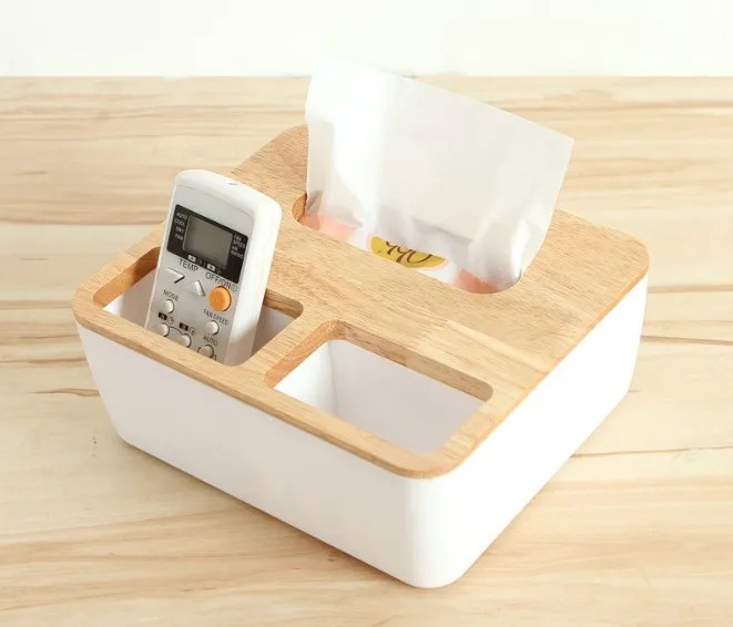 

1PC Creative Wooden Tissue Box Organizer Modern oak Pumping Storage Box Household Living Room Pumping Paper Container OK 0603