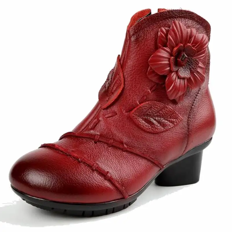 Mano B1875 De A Pieles Niza Auténtico Mujeres Mujer Cuero Gris Chaussure Nieve rojo Señora Hechas Botines Casual Calidad Animales Alta Botas ZnqZUwf7