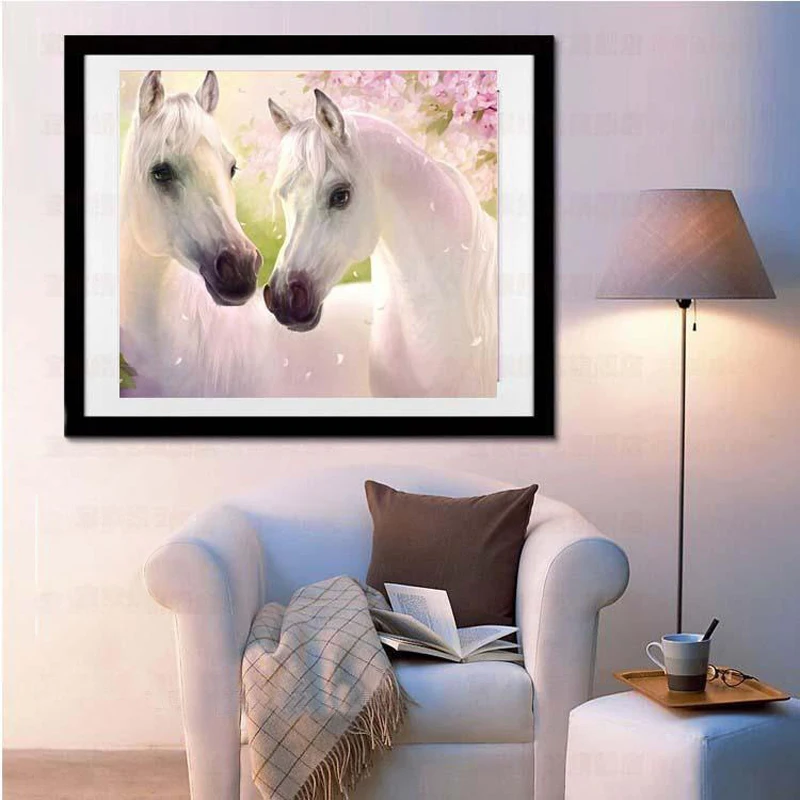 

Couple cross stitch living room European decorative painting horses DIY printed Cross-stitch set Embroidery Needlework