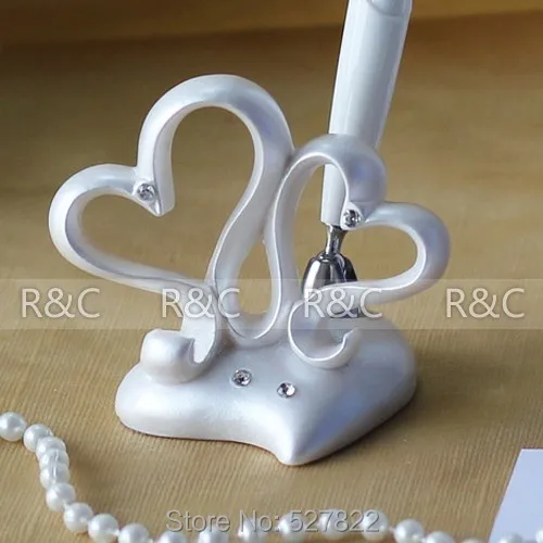 Free Shipping Double Hearts Wedding Pen Resin with Exquisite Packaging for Wedding Favors Gift Party Brithday Gift
