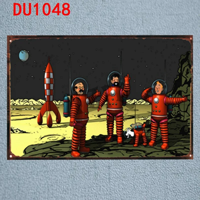 

Tintin Cartoon Tin Signs Metal Plate Wall Pub Kid's Room Home Art Party Decor Vintage Iron Poster Cuadros DU-1048