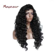 Maycaur термостойкие синтетические волосы парики Длинные свободные волны парик фронта шнурка естественная прическа