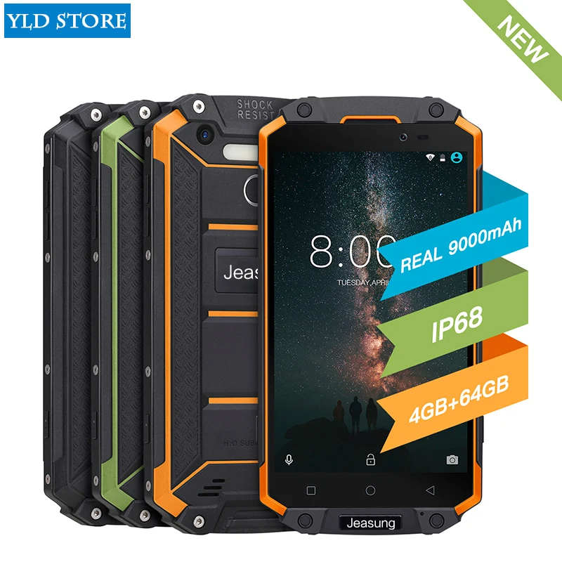 Jeasung P9000 Max 4 Гб 64 IP68 водонепроницаемый ударопрочный 4G смартфон 5 &quotFHD MT6750V