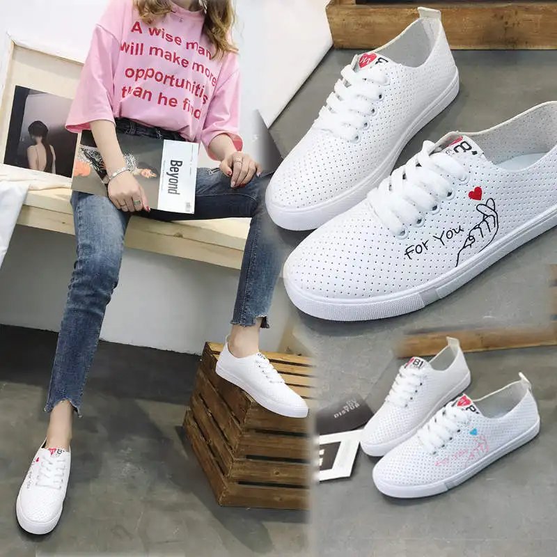 

BODENSEEWomen Vulcanized Shoes 2019 Fashion Sneakers Ladies Lace-up Casual Shoes Breathable Walking Shoes Flat S1936