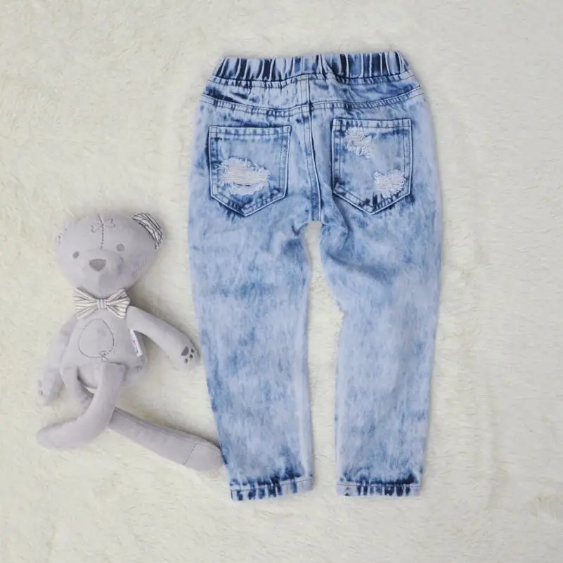 INS Baby Unisex Rock Pants Ripped Boys Jean Pants Newborn Girls Cool Clothing Pants with Holes Summer hip hop pants suit 1-5Yrs (12)