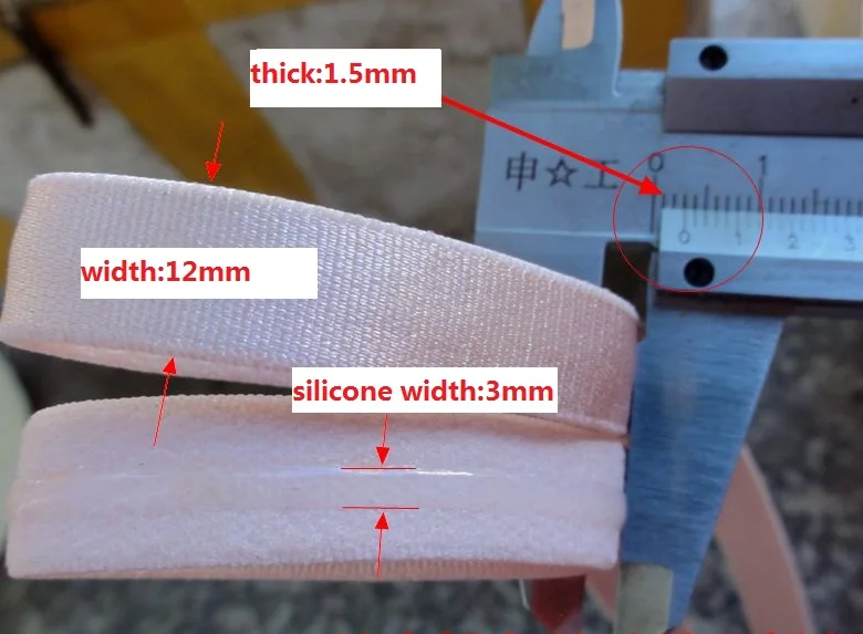 

new arrival elastic band 12mm width with silicone line 1/2 inch non slip elastic webbing for bra pink 5meters/lot craft parts