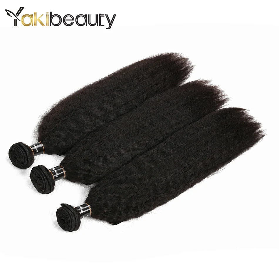 Kinky Straight Hair Bundles 3pcslot Yakibeauty Raw Indian Human Hair Weave Bundles 8-28inch Natural Black Remy Hair Extension (3)