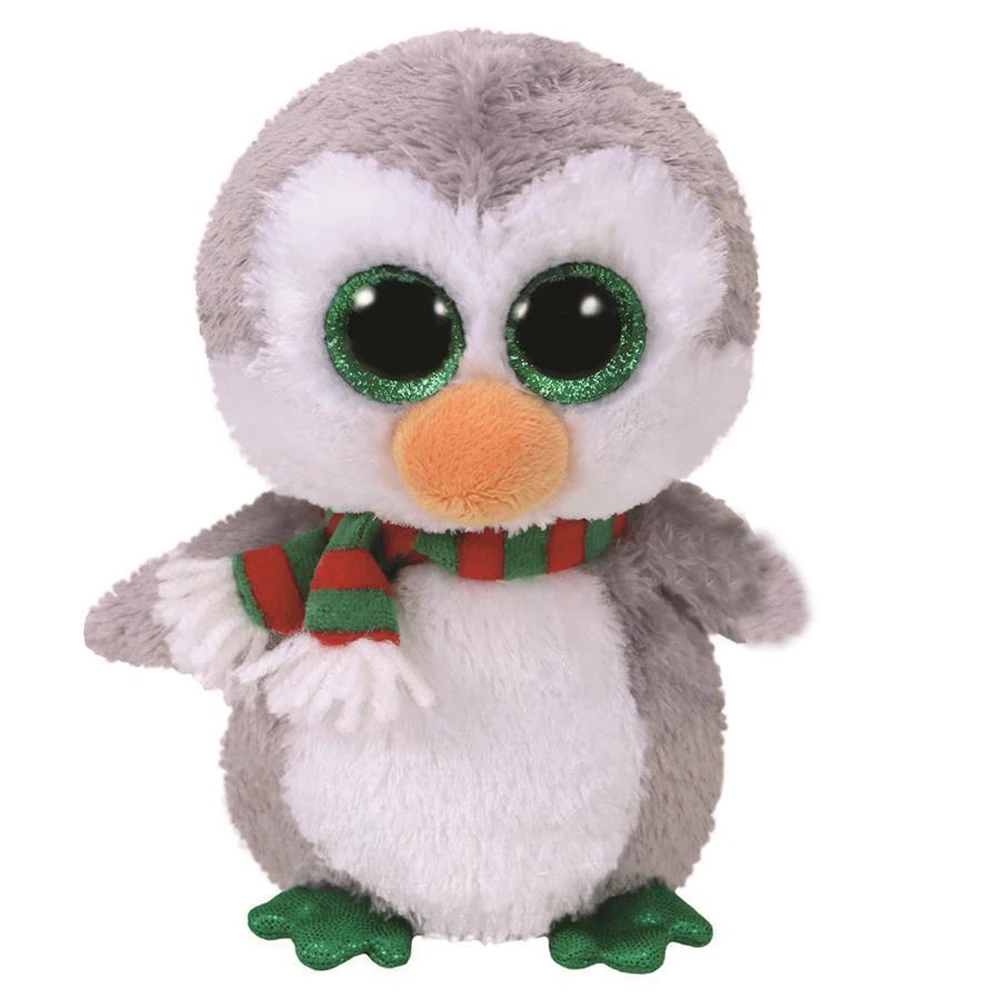 

Pyoopeo Original Ty Boos 10" 25cm Chilly the Christmas Penguin Plush Medium Stuffed Animal Collection Doll Toy with Heart Tag