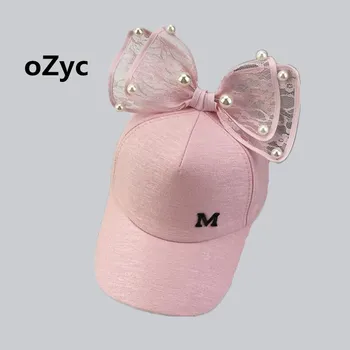 

Brand New Summer Children Kids Pearl Bow Peak Cap Baseball Cap For Girls Children Shade breathable Net Cap Snapback Casquette