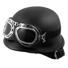 German Style Half Helmet Unisex Motorcycle Black Half Helmet Motorbike Half Face Helmet With Goggles UV