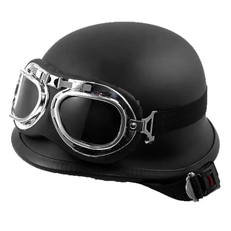 German Style Half Helmet Unisex font b Motorcycle b font Black Half Helmet Motorbike Half Face