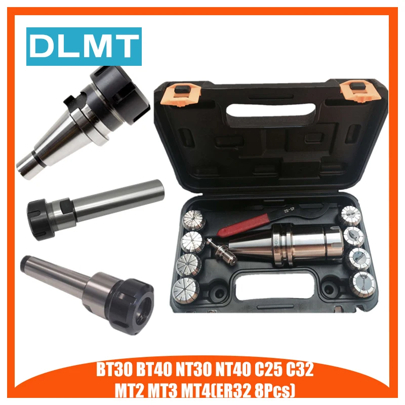 BT30 BT40 NT30 NT40 MT4 MT3 MT2 C25 C32 ER32 8PC фрезерный токарный станок Цанга Зажимной патрон Набор