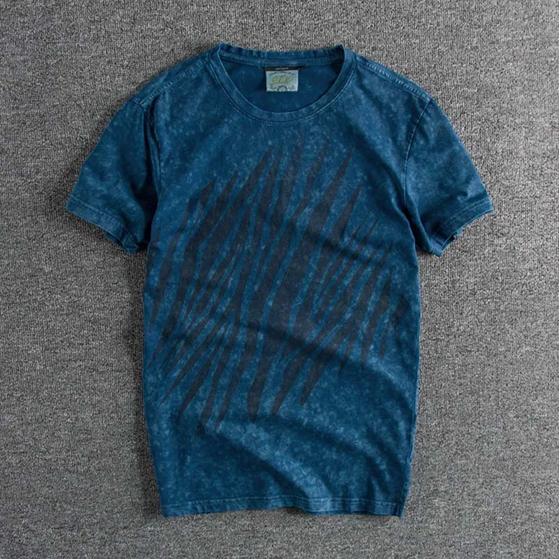 

2019 European and American Men's Geometric Patterns Cotton Short-sleeved Retro-style Daily Men's T-shirt plus size tops T