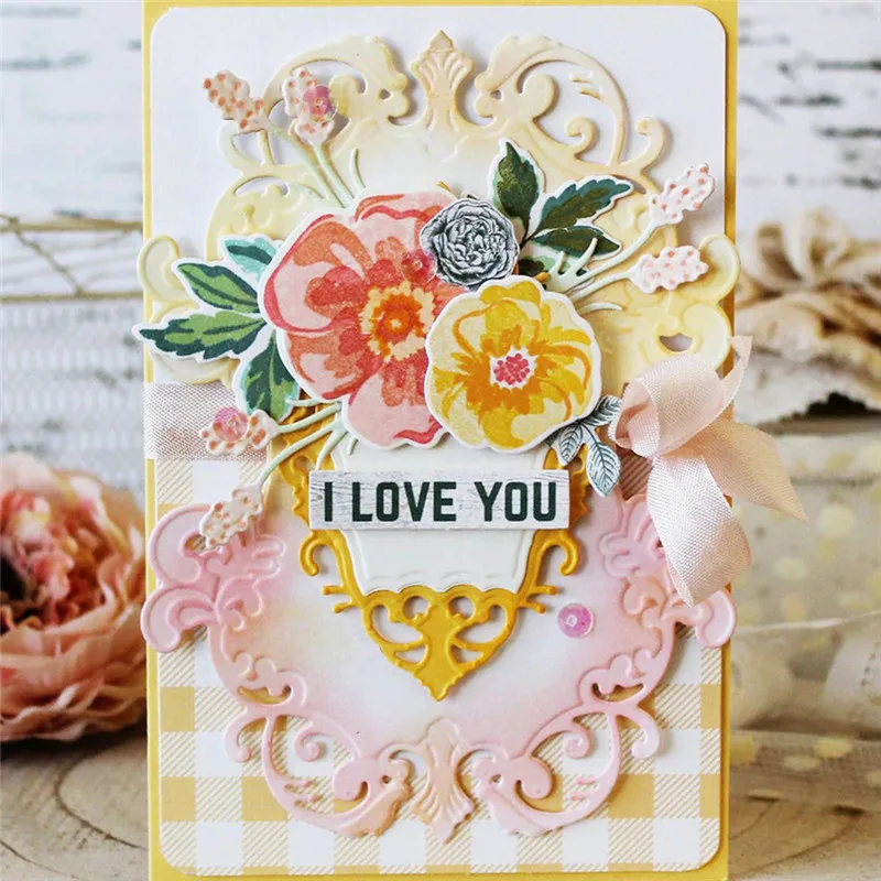 

GJCrafts Lace Frame Metal Cutting Dies 4Pcs/lot Pattern Photo Frame Scrapbooking For Card Making DIY Embossing Cuts New Craft