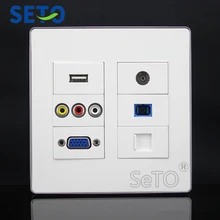 SeTo 120 тип ТВ+ RJ45 Cat5e сеть+ SC+ VGA+ USB+ RCA AV розетка панель настенная панель Keystone Лицевая панель