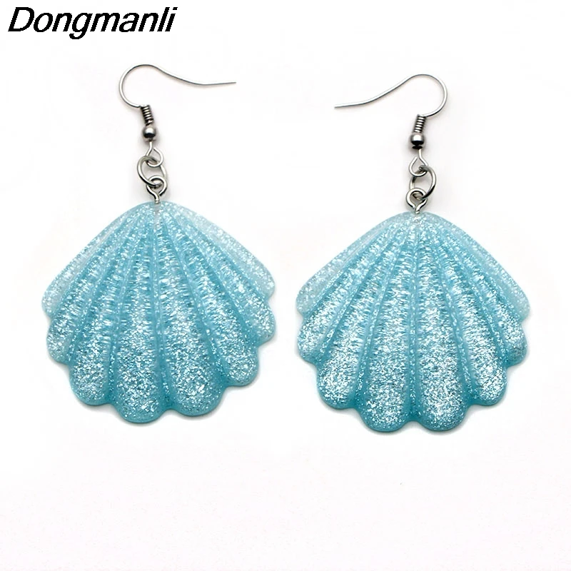 

P1013 Dongmanli Romantic Resin Colorful Mermaid Rainbow Pearl Shell Stud Earrings Simple Ear Cute Unique Earrings Jewelry