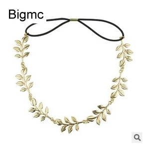 

New Women Headband Fashion Golden Leaves Elastic Cute Solid Printing Bride Hair Band Wedding Hairwear Party gift Jewelry A5047