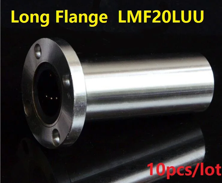 

10pcs/lot LMF20LUU 20mm 20*32*80mm long round Flange linear ball bearings bushing 3D printer parts 20x32x80mm