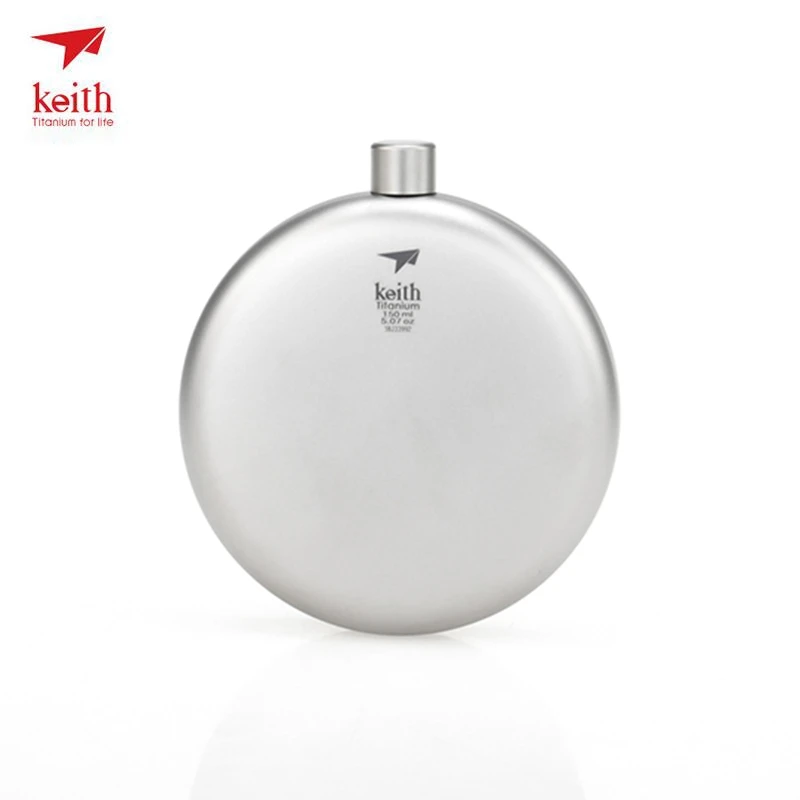 

Keith Titanium Flagon With Wine funnel Titanium Hip Flask For Alcohol Outdoor Travel Essential Goods For Men 5oz 150ml Ti9302