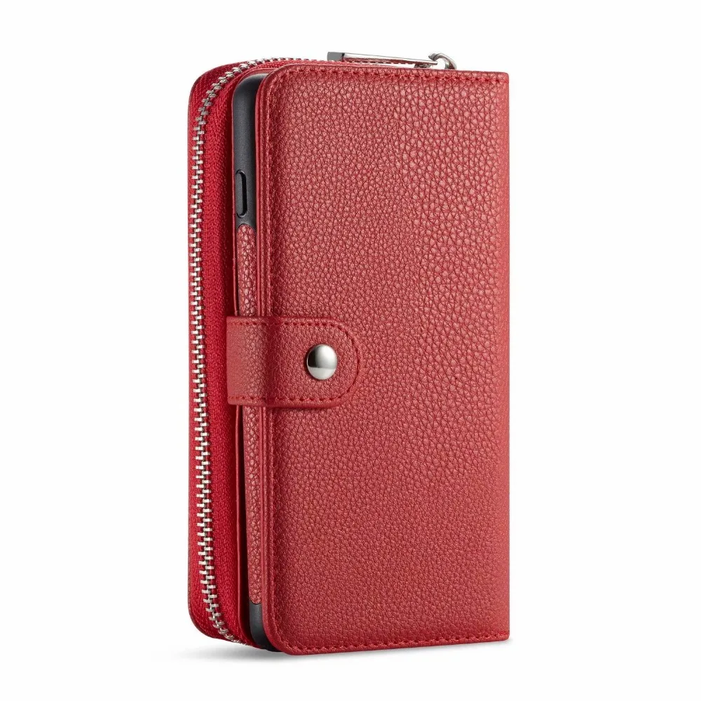

Litchi Multi-Functional 3 Slots Detachable Magnetic Case For Galaxy S10E Zipper Wallet Leather Case For Samsung Galaxy S10 Plus