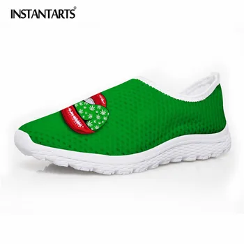 

INSTANTARTS Sexy Red Lip Print Women Mesh Flat Shoes Summer Breathable Beach Water Shoes Casual Walking Shoes for Female Zapatos