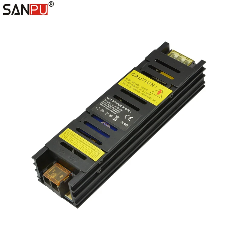 Sanpu LED адаптер драйвер 24 V 100W 4A 220 V AC-DC 24В преобразователь конвертер 24VDC источник постоянного тока с режимом переключения Питание 24 вольт постоянного тока черный Алюминий чехол