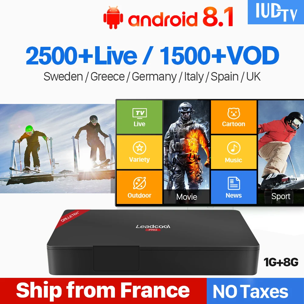 Greek IUDTV Code Leadcool Pro Europe Android 8.1 RK3229 4K IPTV Decoder Sweden Turkish Italy Nordic Albania IP TV 1 Year Greek IUDTV Code Leadcool Pro Europe Android 8.1 RK3229 4K IPTV Decoder Sweden Turkish Italy Nordic Albania IP TV 1 Year